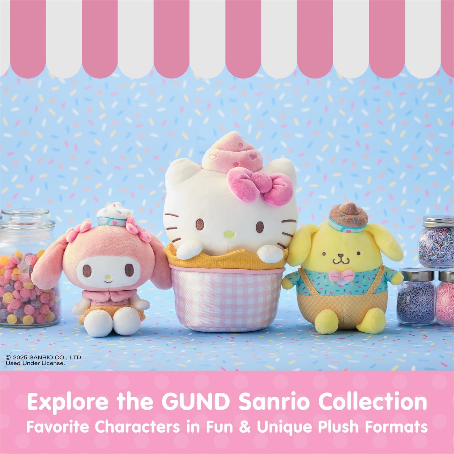Plush Sanrio Hello Kitty My Melody Cupcake 8"