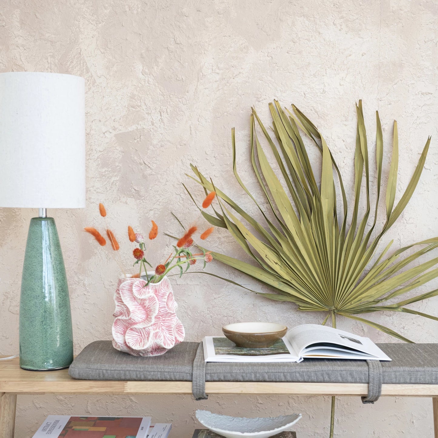 Lamp Tabletop Ceramic Green 27.5"h