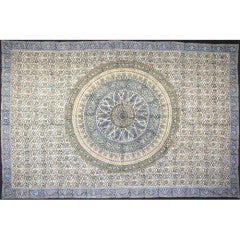 Tapestry Twin Size Kalamkari Circle Blue & Green