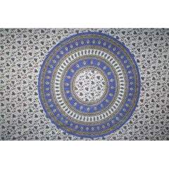 Tapestry Queen Size Circle Vine Blue