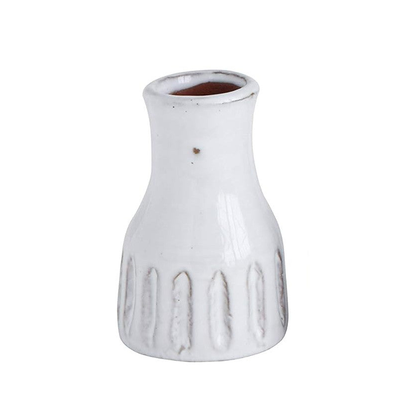 Vase Debossed Terracotta White Small 3.75" High