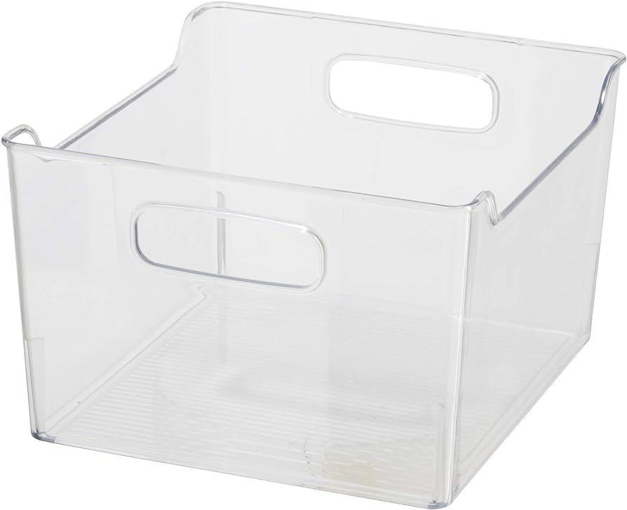 Fridge Pantry Storage Bin with Fingergrip Handle 9.75in x 9in x 6in