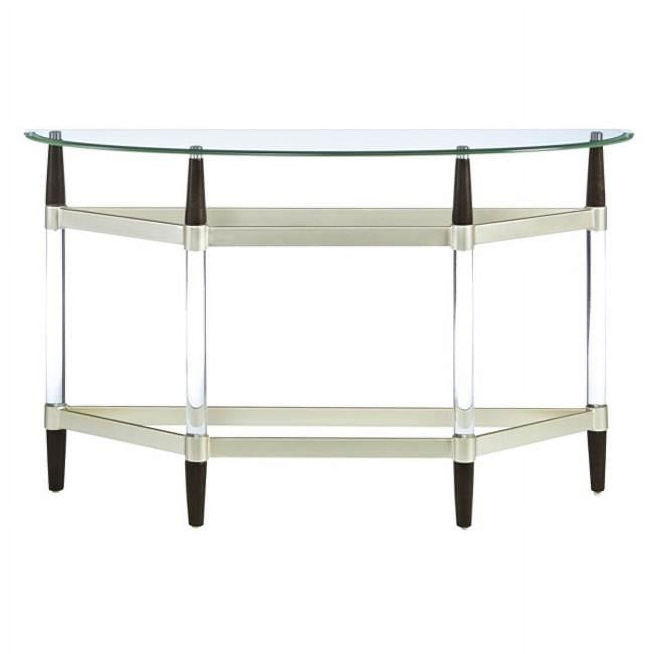 Michigan Ave Console Sofa Table Glass Metal Licorice Wood Finish