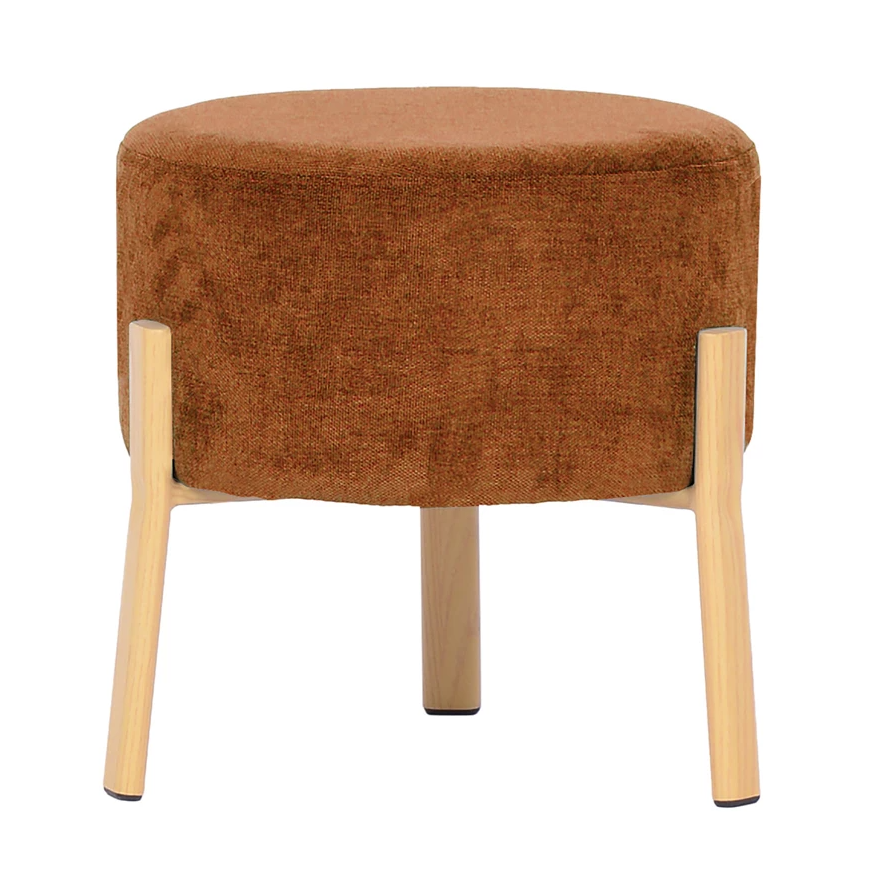 Ottoman Upholstered Fabric with Wood Finish Metal Legs