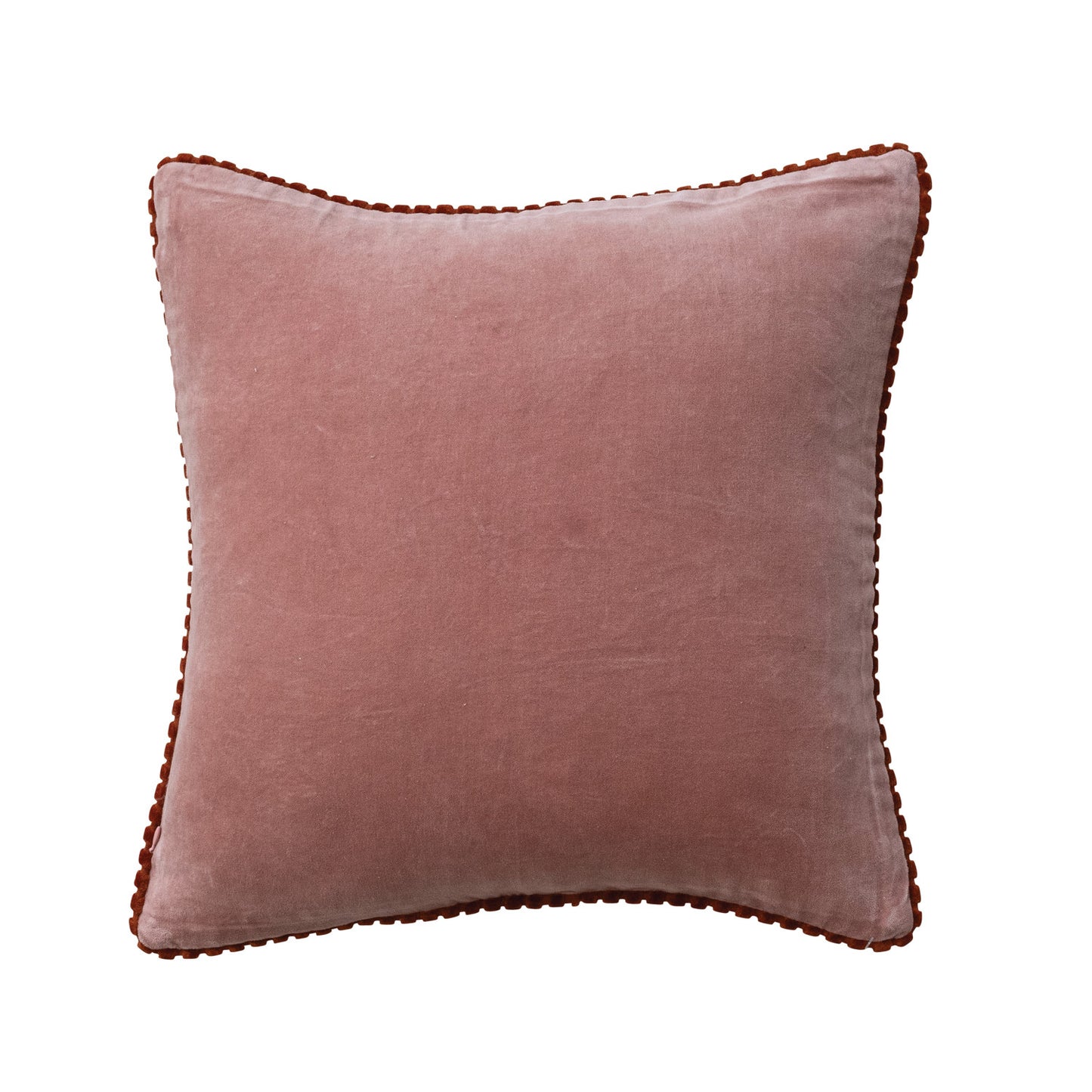 Pillow Lumbar Cotton Velvet Apricot & Pink 18" Square