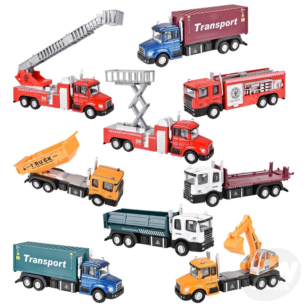 Diecast Pullback - Trucks - Various Big Rigs - 6" - Sold Individually