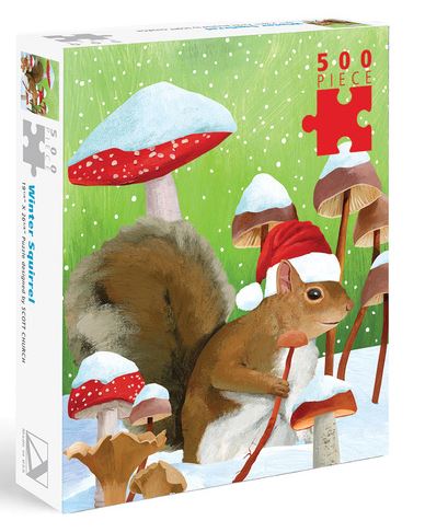 Holiday Puzzle 500 Piece Winter Squirrel & Mushroom