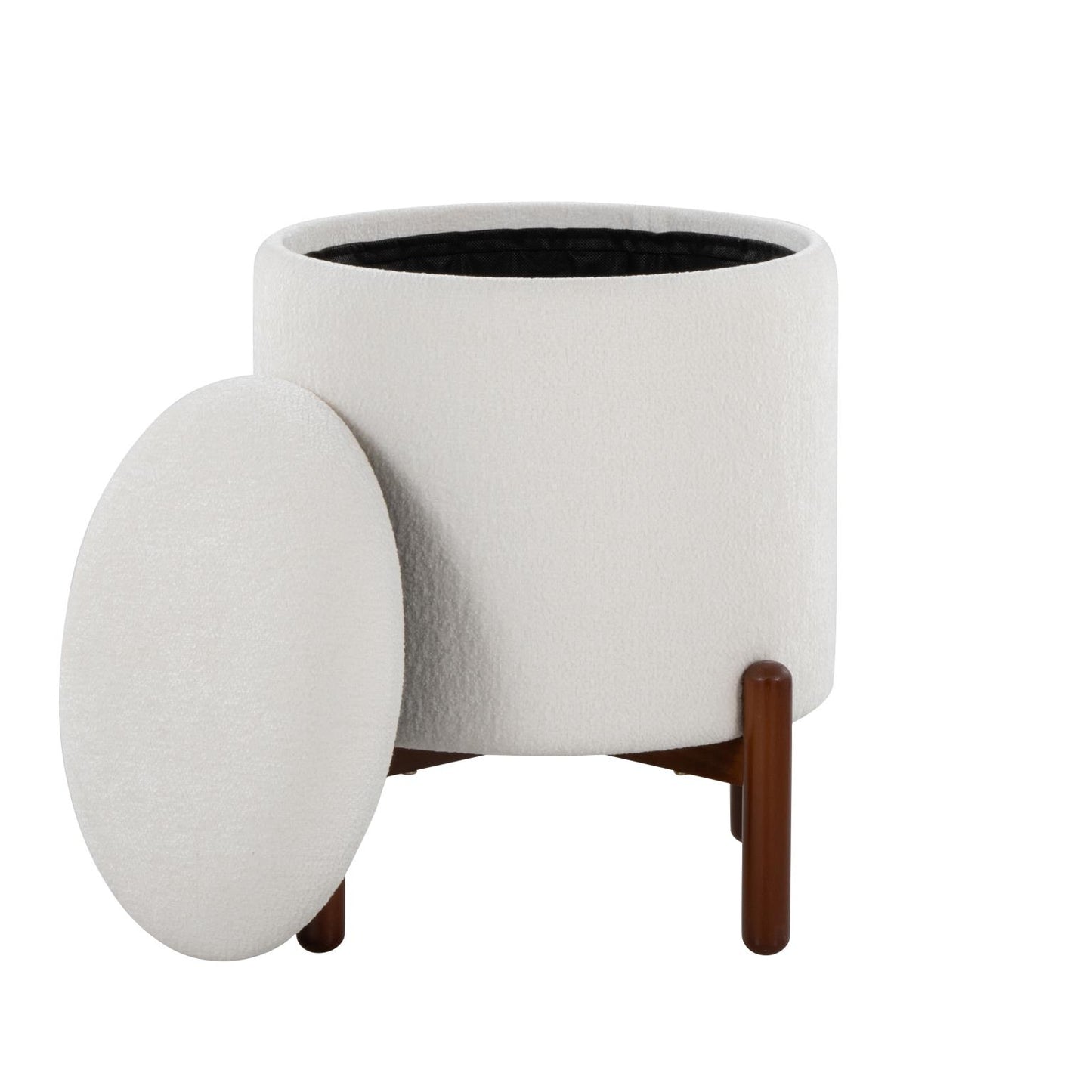 Daniella Contemporary Walnut Wood Storage Ottoman White