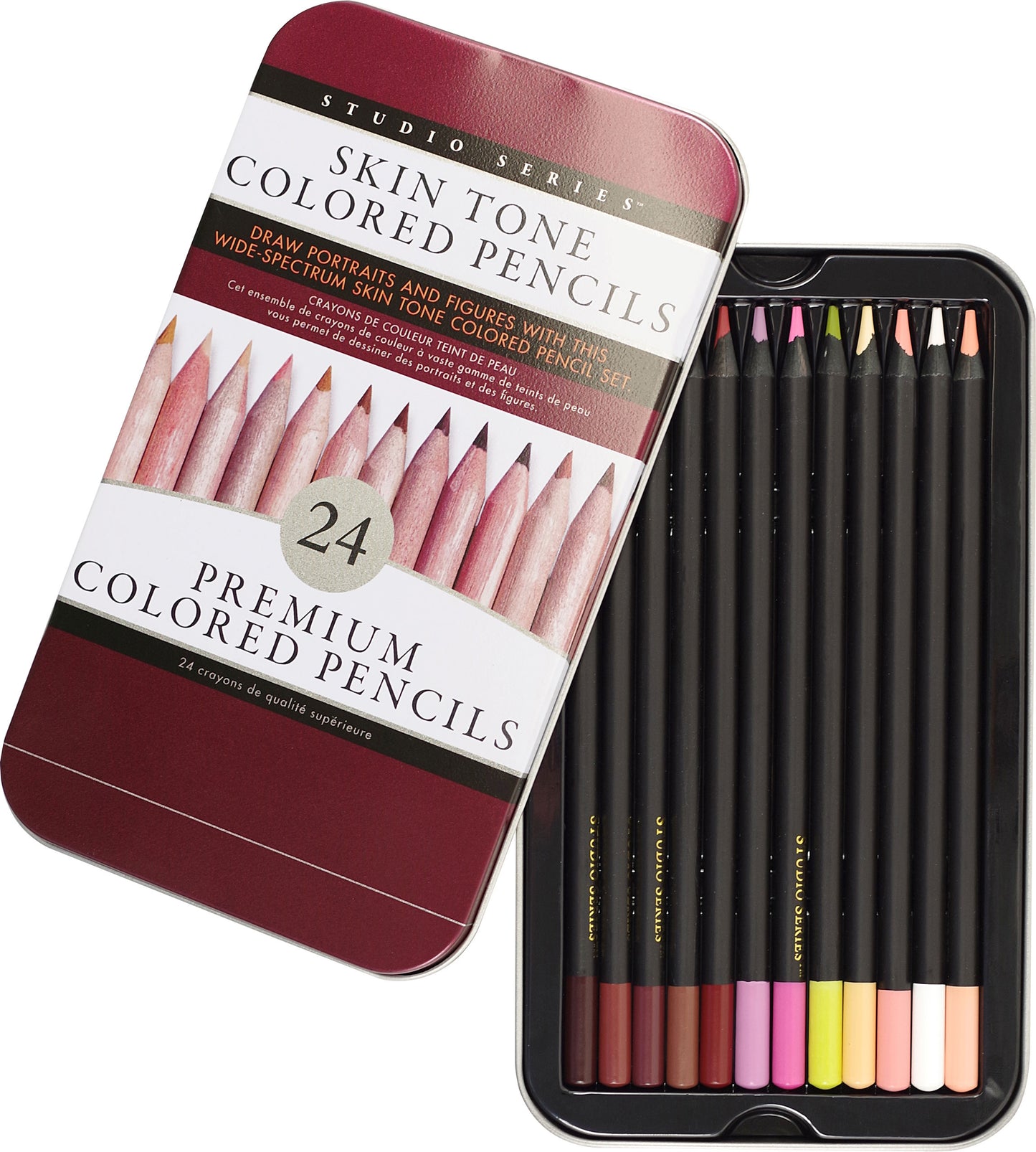 Art Center Colored Pencil Skin Tones Set 24 in Storage Tin