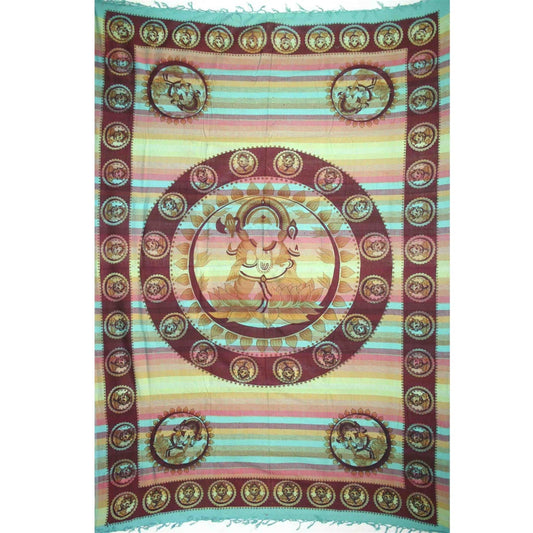 Tapestry Twin Size Overprint Madras Ganesh Yellow