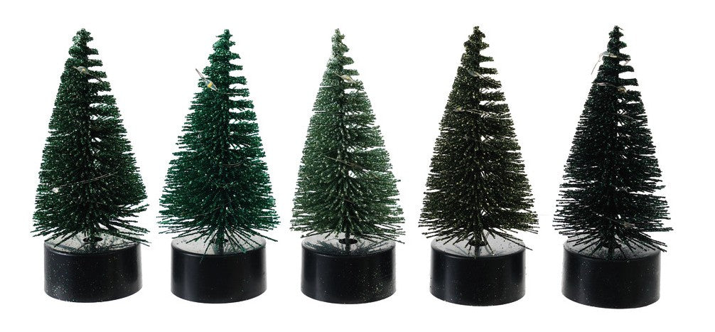 Tree Bottle Brush Plastic w/LED Lights 4"h - Sold Individually