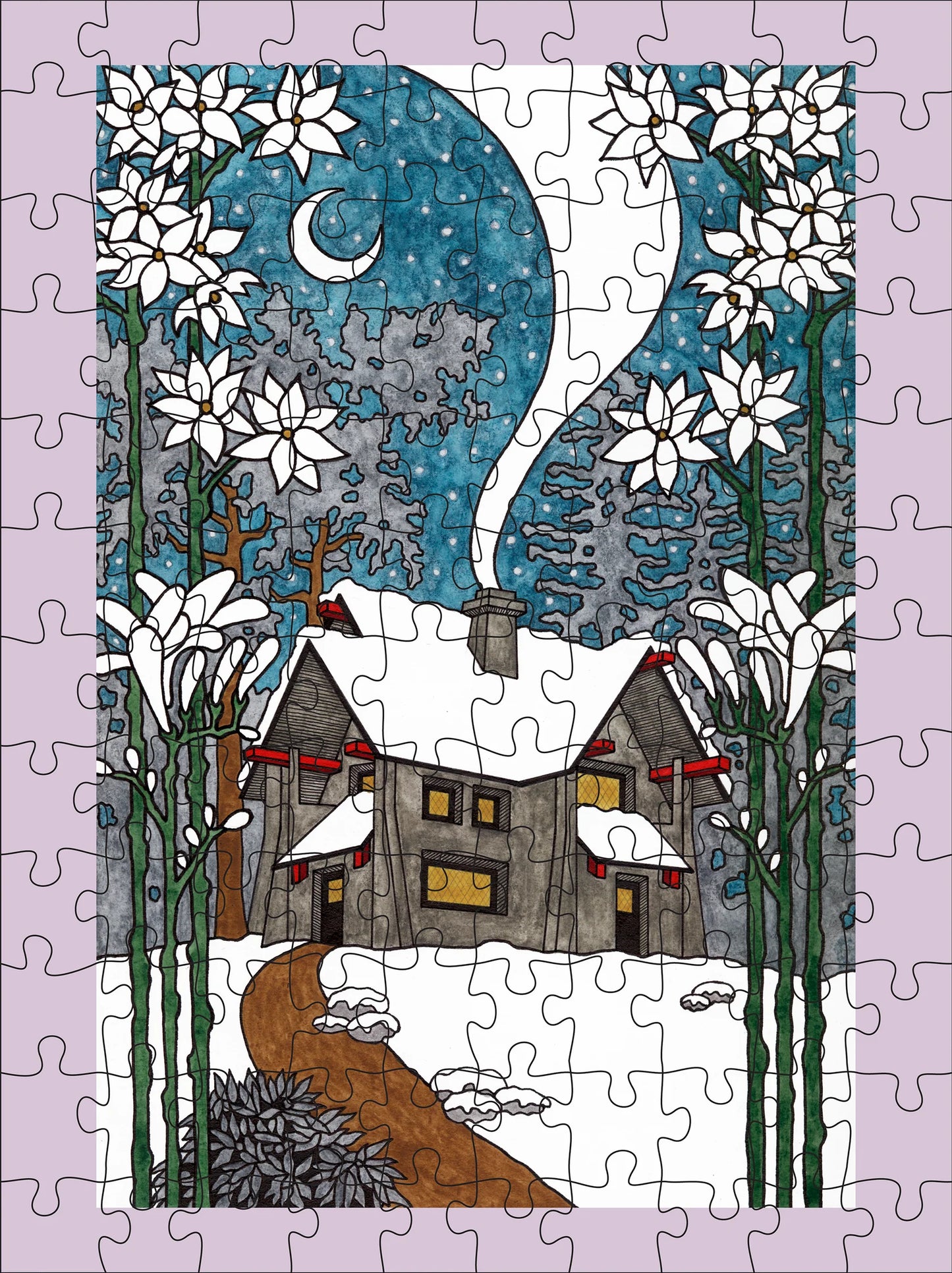 Jigsaw Puzzle Mini - 120 Piece - 4 Image Set - CJ Hurley - Snowy Cabins
