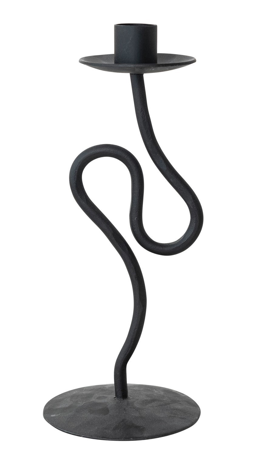 Taper Holder Iron Abstract Shaped Black 9.5"h