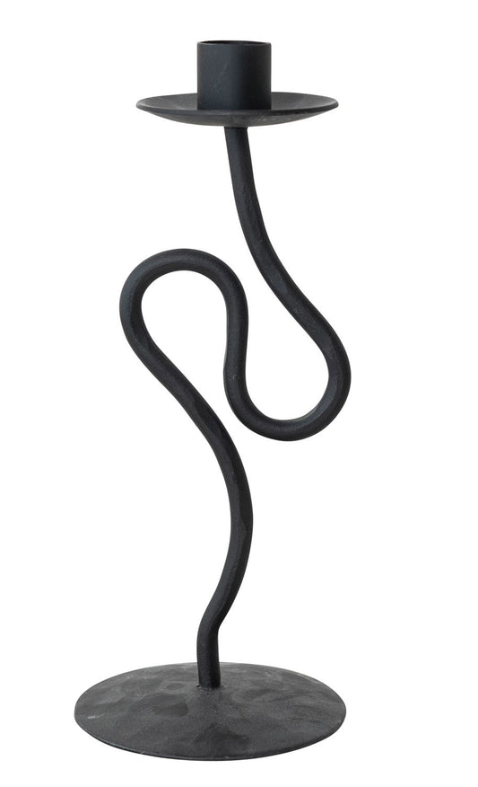 Taper Holder Iron Abstract Shaped Black 9.5"h