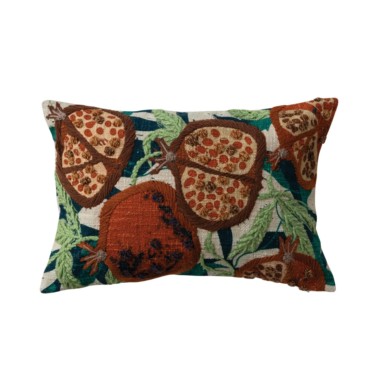 Pillow Lumbar Cotton Slub Printed Pomegranates 18" x 12"