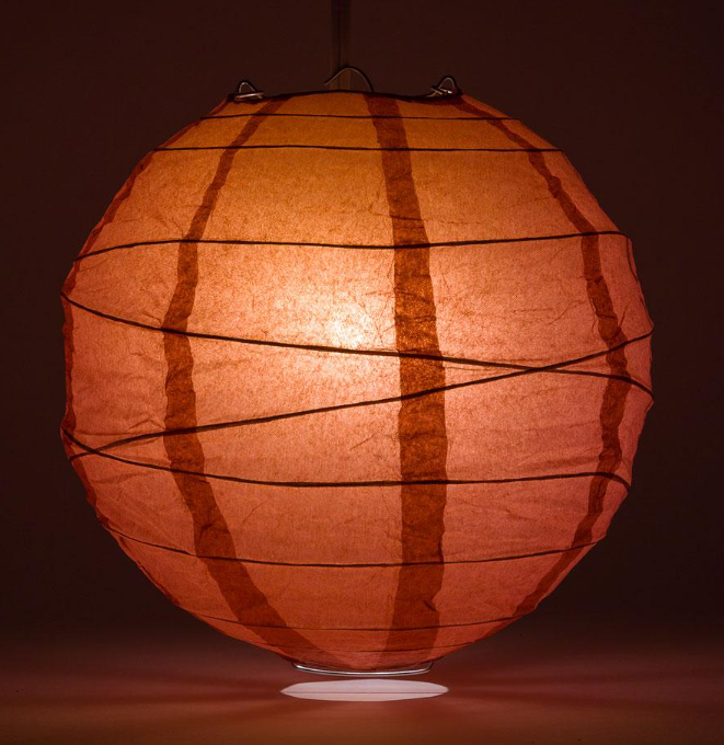 Paper Lantern 16" Irregular Ribbed Color Marsala Burgundy Wine