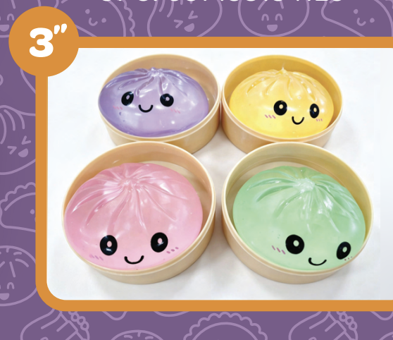 Dumplings Blind Box - Squeezy Sugar - Four Surprise Clear Pastel Colors - 3" (Sold Individually)