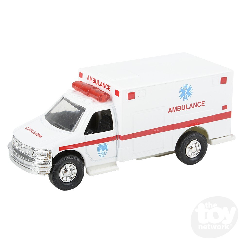 Diecast Pullback - Rescue Squad Ambulance - 5" - Sold Individually