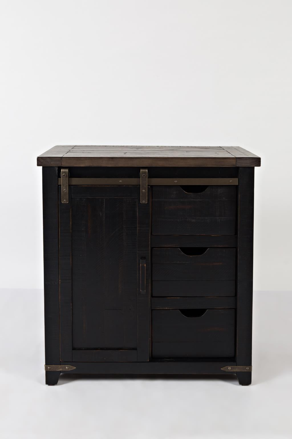 Madison County 32in Barn Door Accent Cabinet Vintage Black