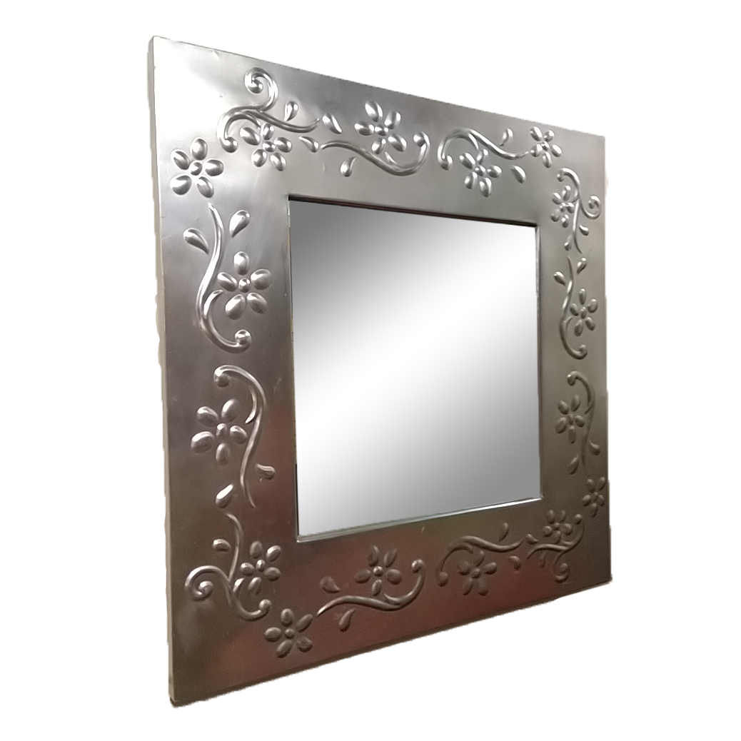 Mirror Silver Frame Floral pattern