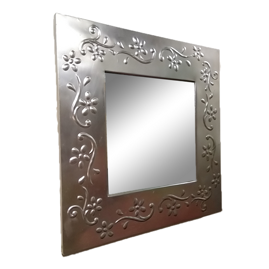 Mirror Silver Frame Floral pattern