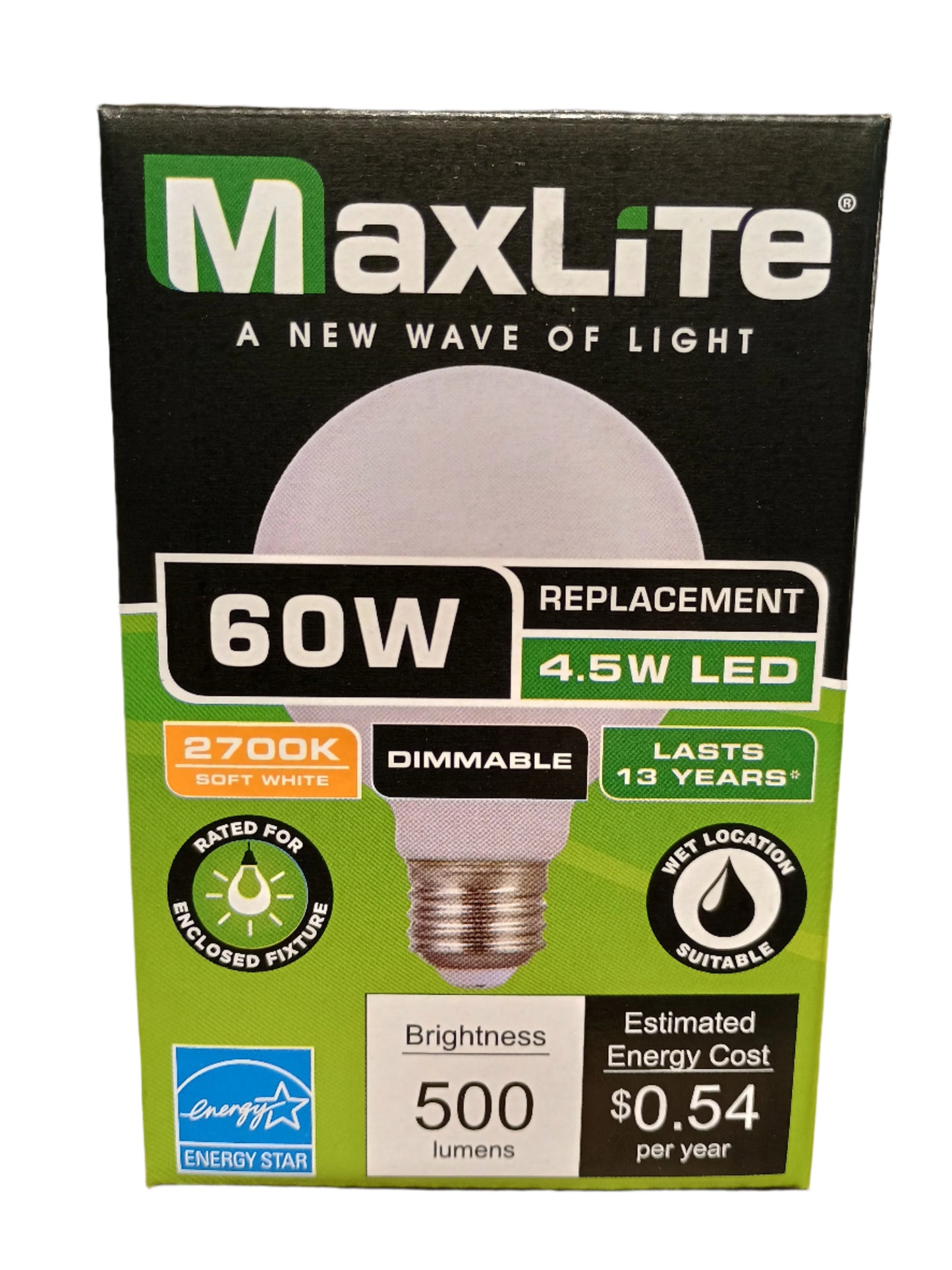 LED Light bulb Warm White, 4.5W (60W Equivalent) Globe G25, E26 Base; Frosted, Dimmable, 500 Lumens, 2700K,