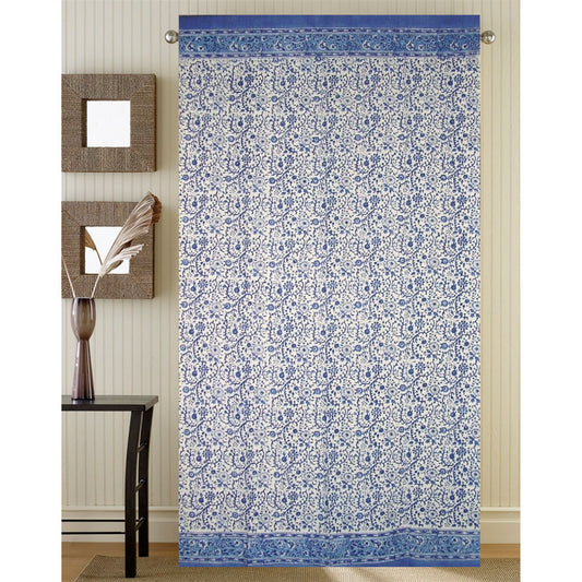 Window Panel Rajasthan Floral Blue and White (Buti