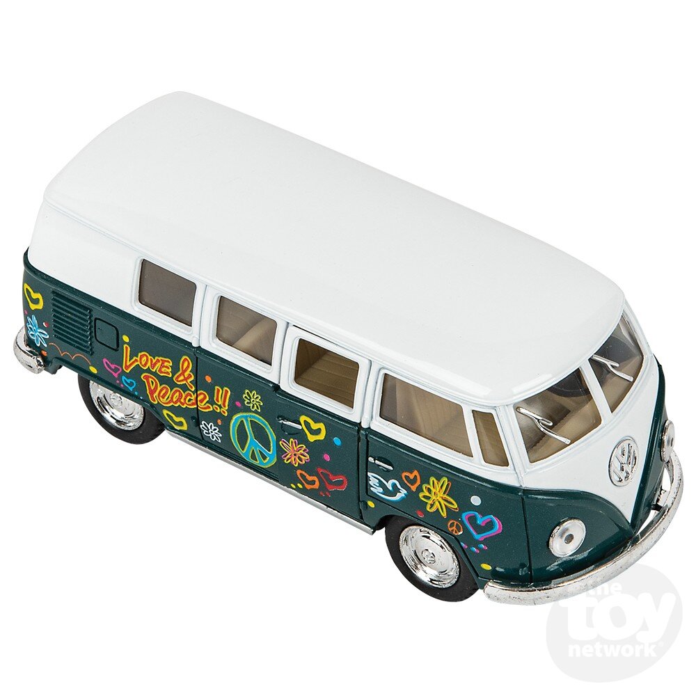 Diecast Pullback - VW Bus - Flower Power - 1962 - 5" - Sold Individually
