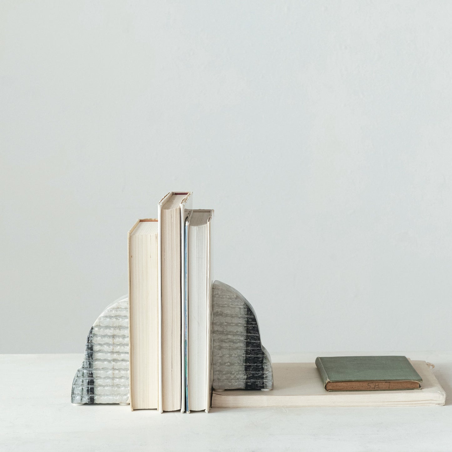 Bookends Marble Carved Black Mélange - Sold as a Set of 2