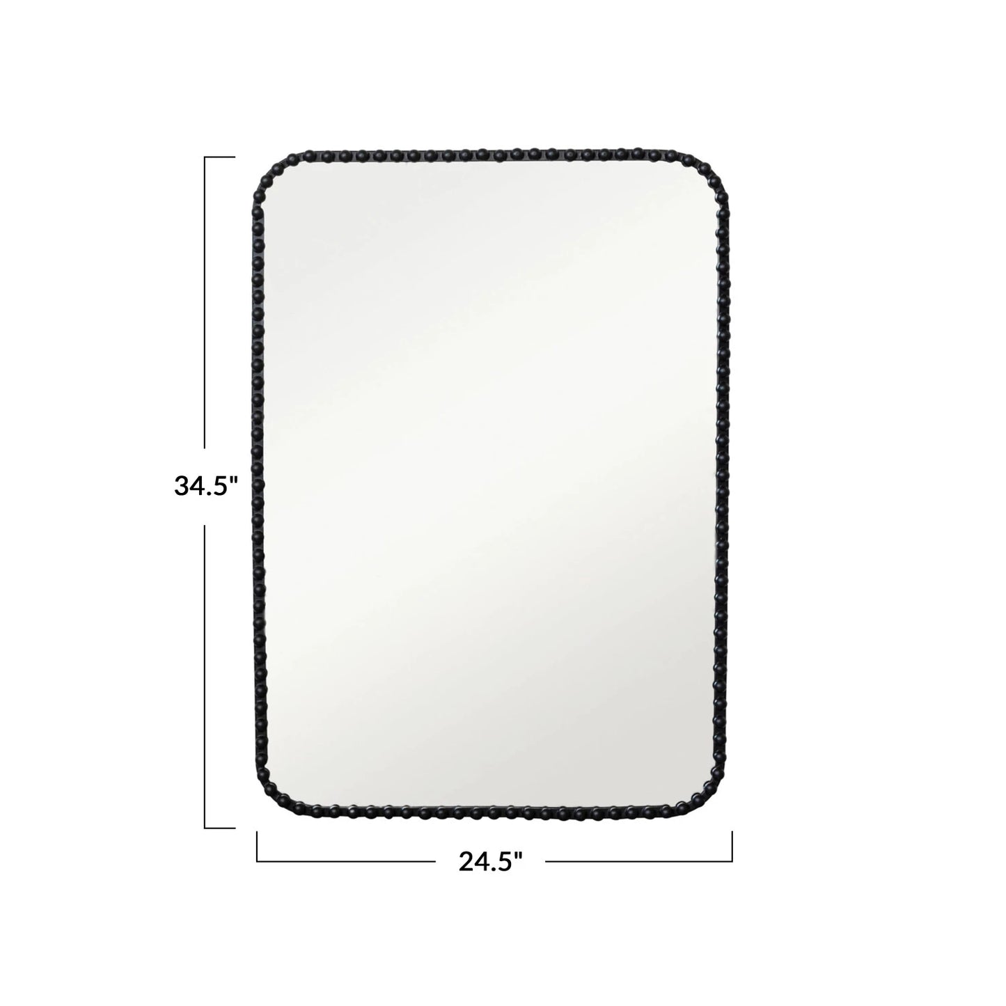 Mirror Metal Beaded Black 34.5"h