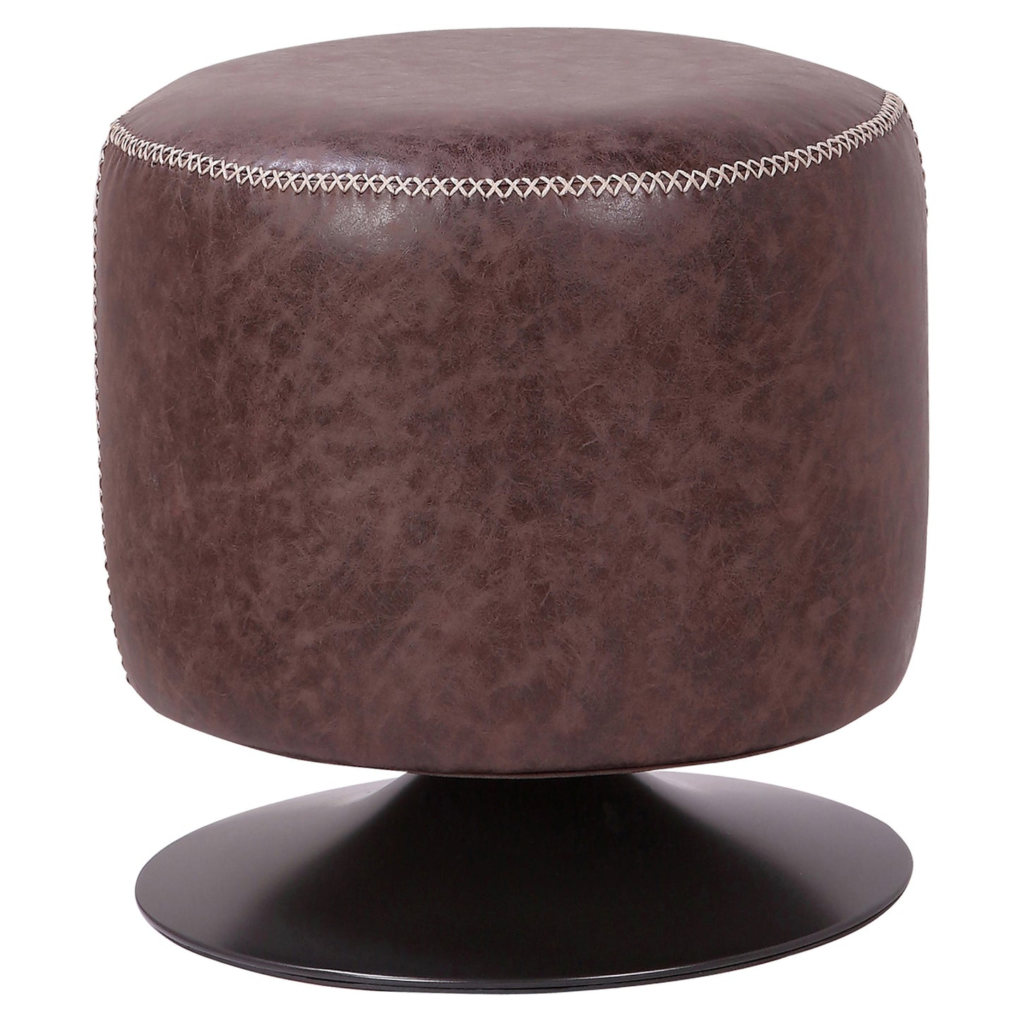 Gaia Round Ottoman Polyurethane Vintage Coffee