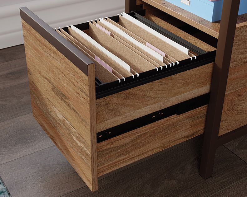Manhattan Gate Single Pedestal Desk With Drawers Sindoori Mango Finish