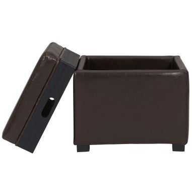 Cameron Leather Storage Ottoman Brown Leather Black Legs & Tray