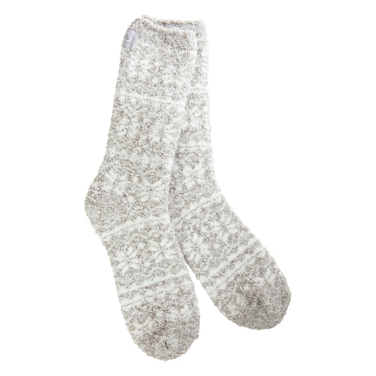 Socks - Cozy Winter Crew Fair Isle Silver