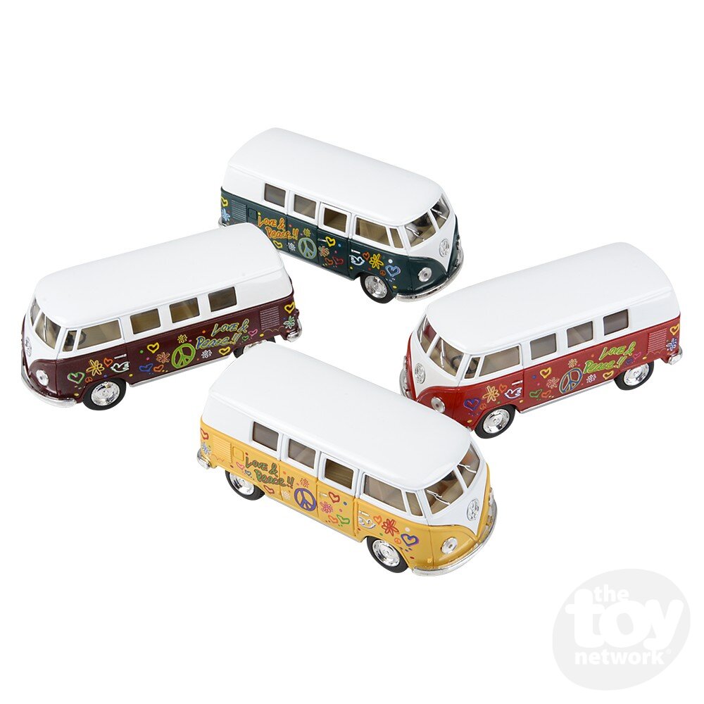 Diecast Pullback - VW Bus - Flower Power - 1962 - 5" - Sold Individually
