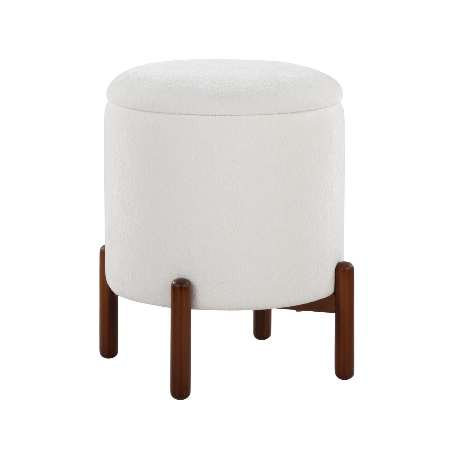 Daniella Contemporary Walnut Wood Storage Ottoman White