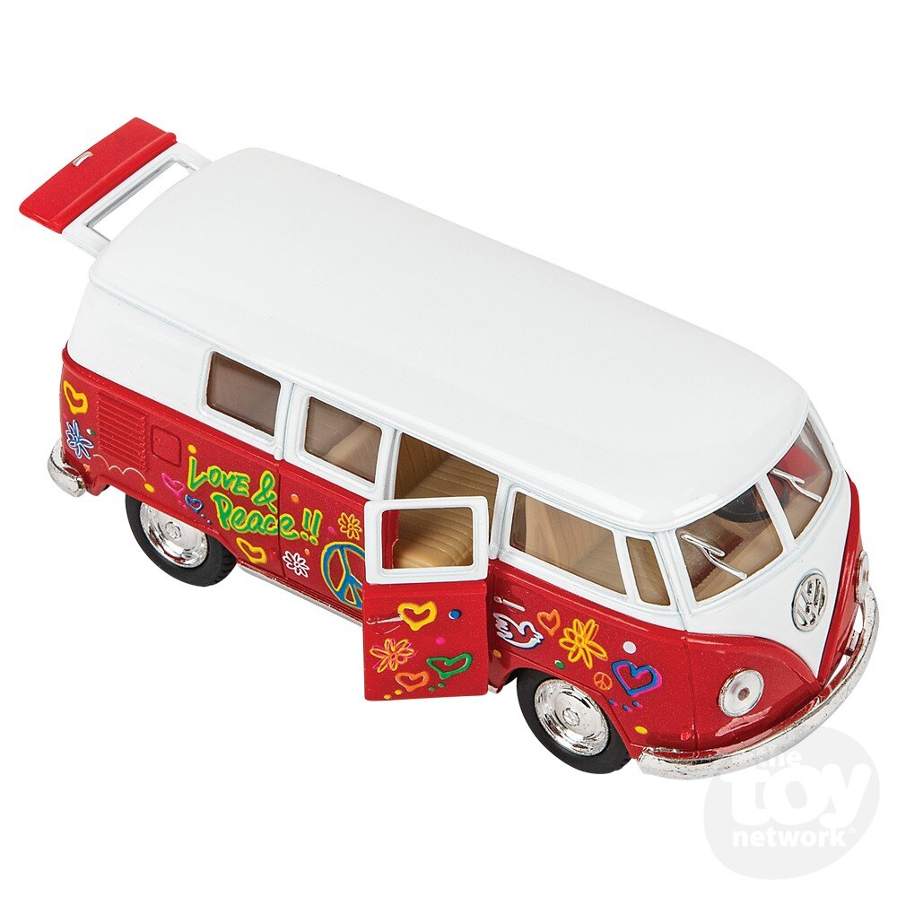 Diecast Pullback - VW Bus - Flower Power - 1962 - 5" - Sold Individually