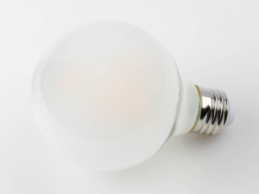 LED Light bulb Warm White, 4.5W (60W Equivalent) Globe G25, E26 Base; Frosted, Dimmable, 500 Lumens, 2700K,