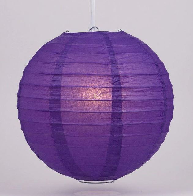 String Lights Paper Lanterns Set of 10 4" Round Purple