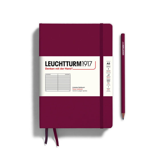 Notebooks - Medium (A5) Port Red Hardcover Ruled