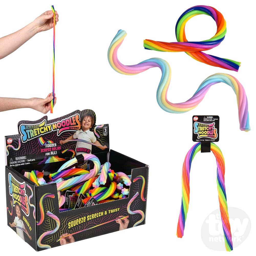 Stretchy Rainbow Noodle Pastel or Bright 12" (Sold Each)