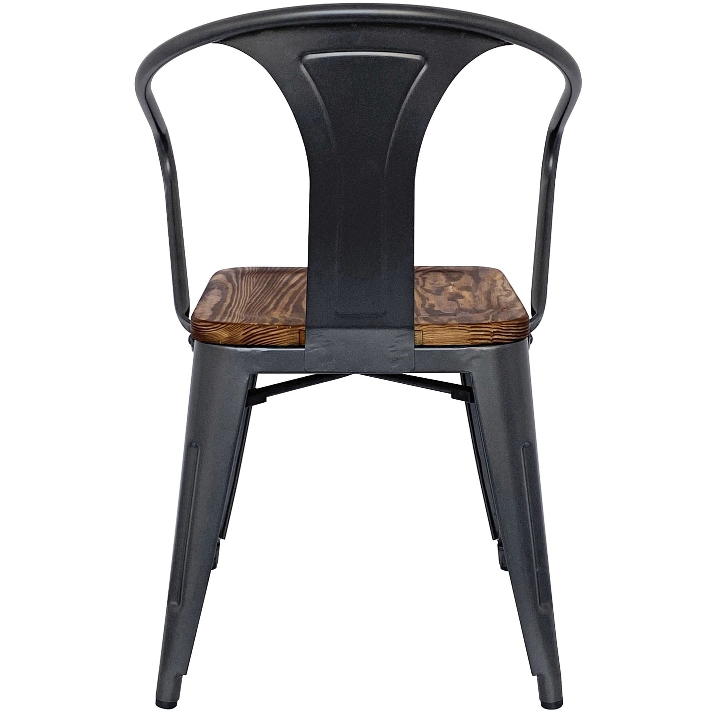 Metropolis Wood Seat Dining Chair 18in With Arms Gunmetal