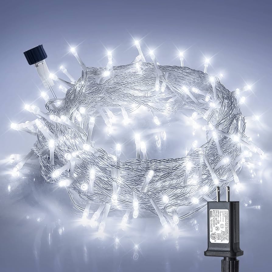 String Light - Cool White 100 LED Clear String Plug