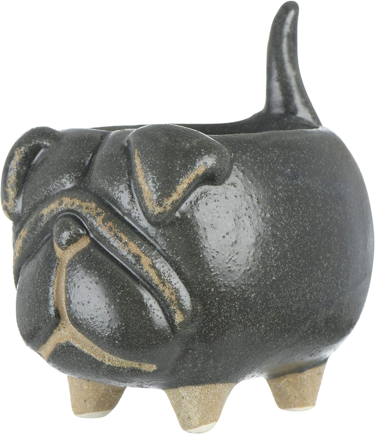 Stoneware Dish - Bull Dog Ring Holder/Dish Black