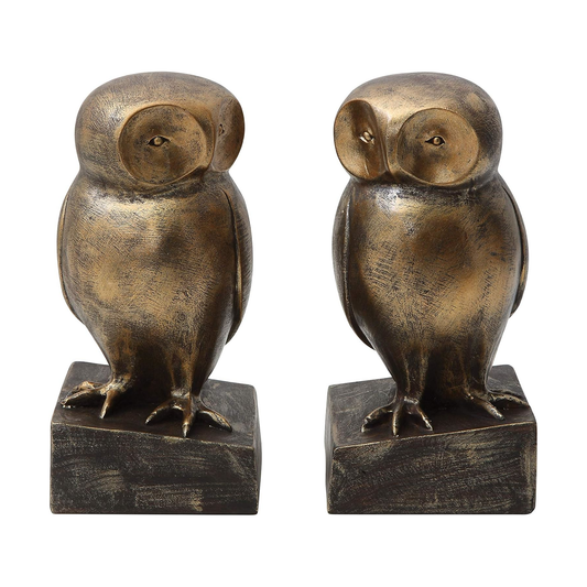 Bookends Owl Resin Bronze Finish Set of 2