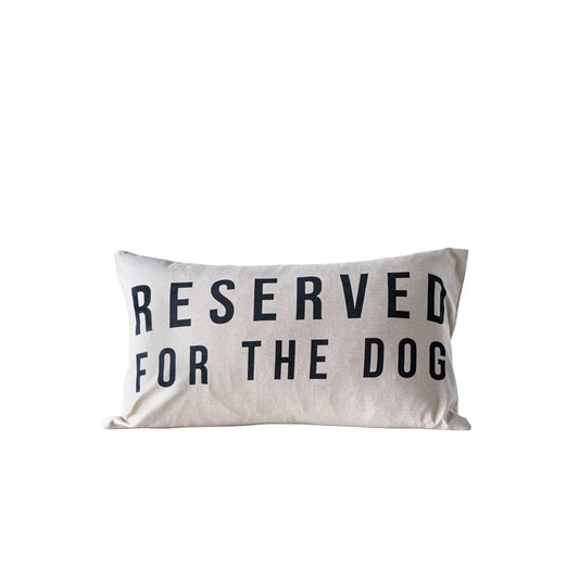 Throw Pillow Lumbar Reserved for the Dog Cotton Natural