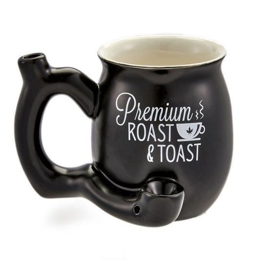 Mug - Ceramic "Roast & Toast" 10.5oz Coffee Mug (Matte Black)