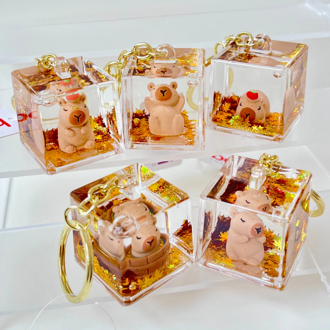 Keychain Charm Floaty Cube Capybara (Sold Individually)