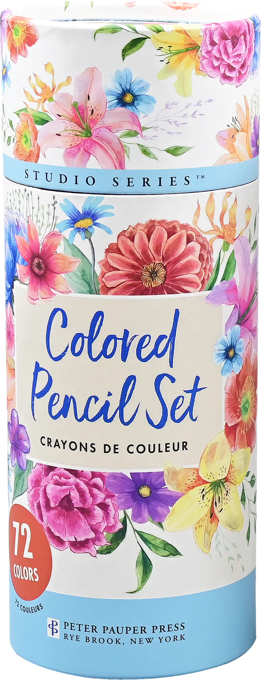 Art Center Colored Pencil Set 72 Colors Floral Cylinder Box