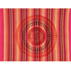 Tapestry Twin Size Overprint Madras Circle Bagru Red